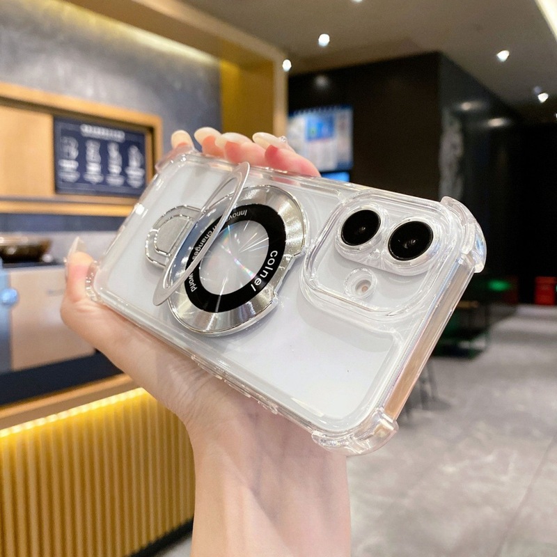 适用iPhone17PROMAX气囊防摔手机壳磁吸支架苹果16透明电镀14软壳|undefined
