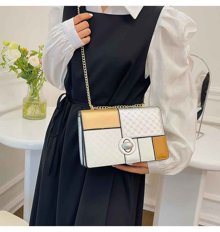 Piccola borsa a tracolla quadrata con catena borsa elegante_voghion.com