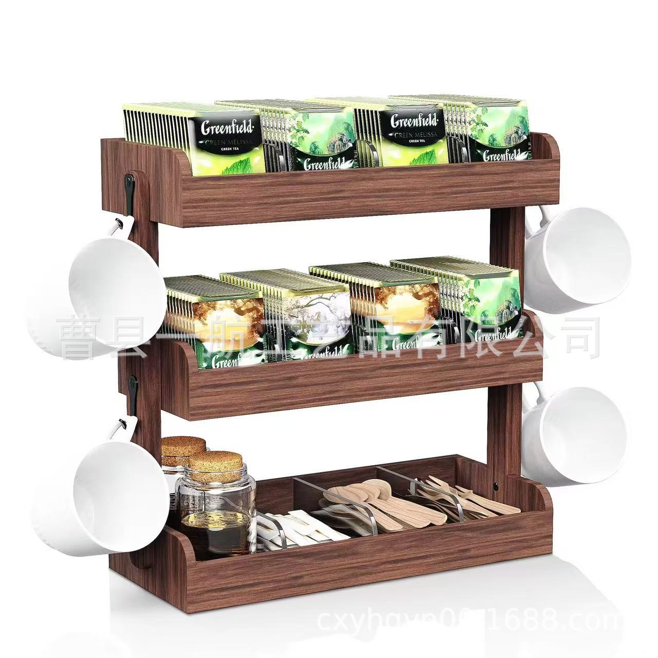 Wooden multi-layer storage rack kitchen countertop spice jar storage…