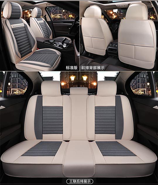 Car Seat Cushion, Universal for All Seasons, Fully Enclosed Seat Cover, Linen Breathable Fabric Seat Cushion, Universal Seat Cushion Cover for Five Seats in the Car
