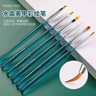 New Japanese Style 8 Transparent Ocean Blue Rod nail art pen Crystal drawing Pen Hook pen phototherapy brush set