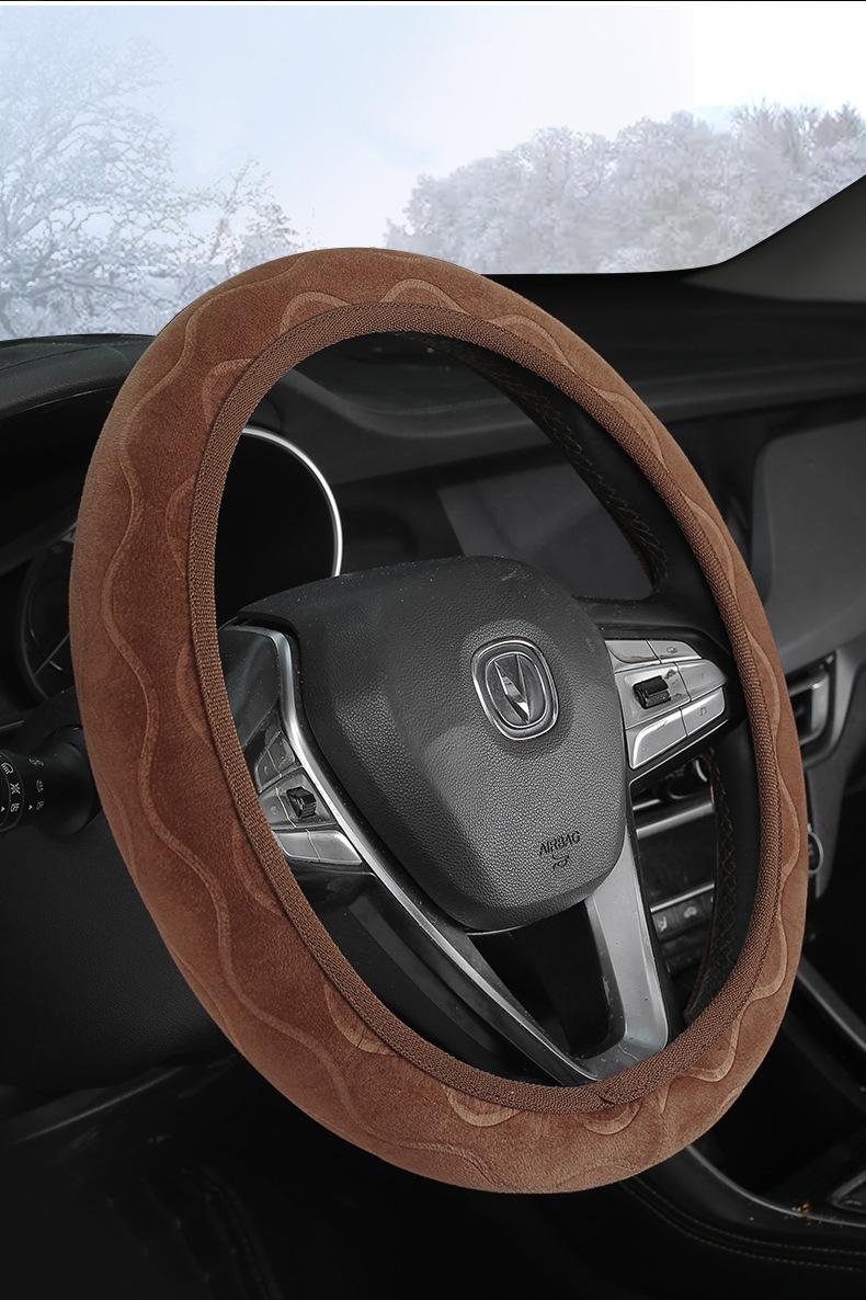 New car steering wheel cover without inner ring winter short plush warm non-slip short plush handle cover Choice