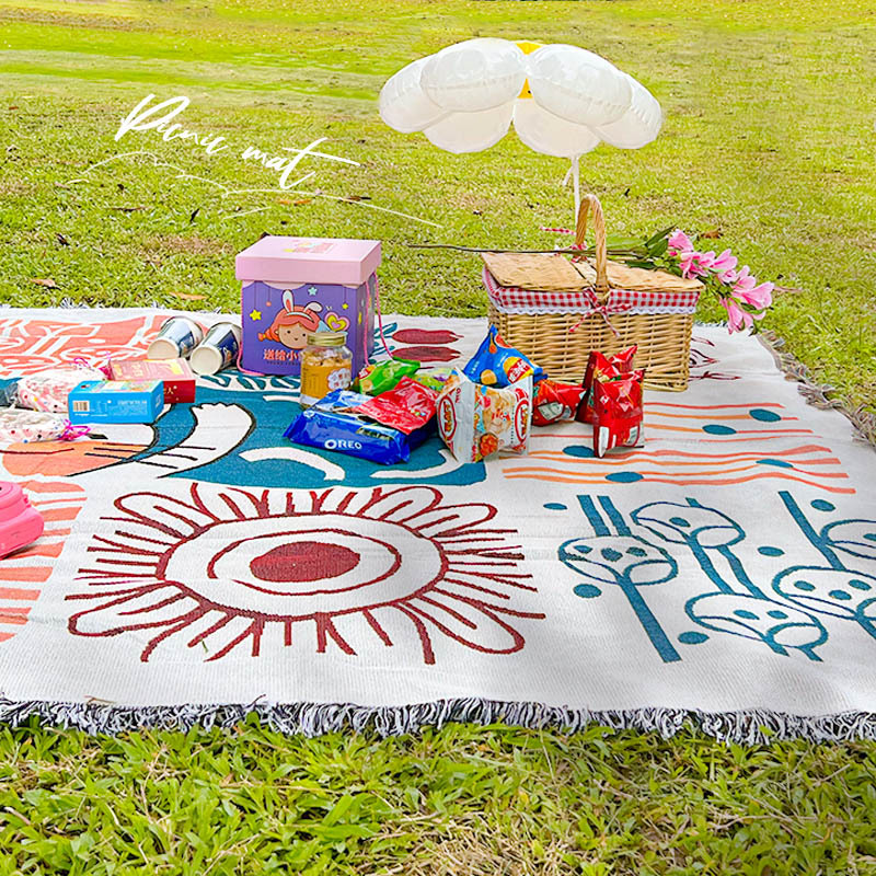 INS estilo alfombra de picnic al aire libre camping manta mantel almuerzo manta alfombra cubierta paño sofá toalla picnic césped Mat paño