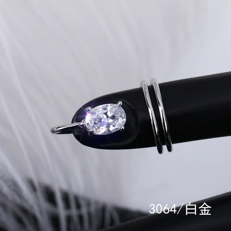 Nail Tip Ring (Kaymen) Adjustable Copper with Micro Zircon Accents, Gold or Platinum Finish