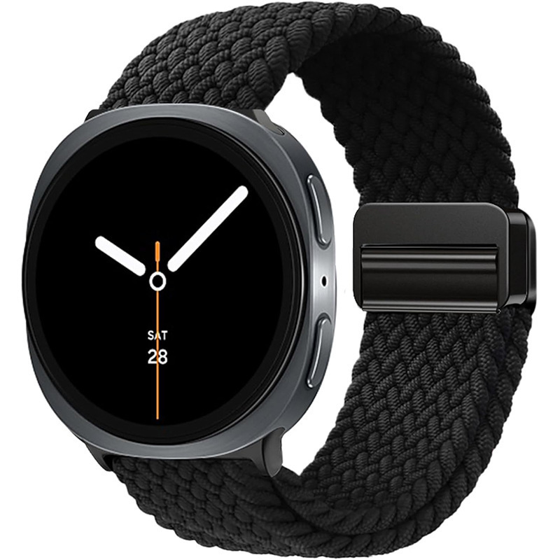 新款适用三星watch8表带磁吸扣编织尼龙回环弹力彩虹运动手表带|undefined