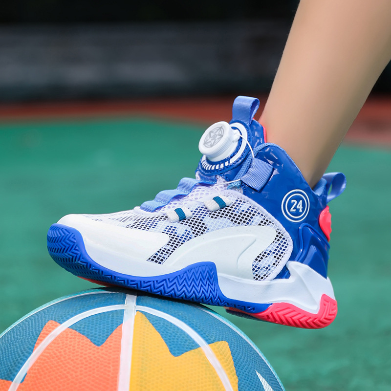 Children's shoes wholesale children's basketball shoes boys rotating button sneaker boys sneakers primary school running shoes