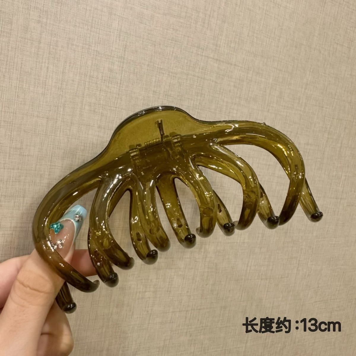 Glossy chrysanthemum clip green-13cm