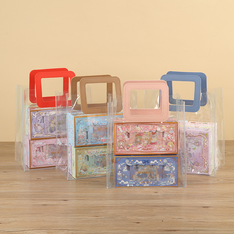 pvc立体手提袋透明礼物袋塑料伴手礼袋喜糖袋镭射礼品包装袋