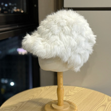 厚实兔毛棒球帽秋冬防寒护耳毛绒套头帽女生甜美百搭显脸小鸭舌帽