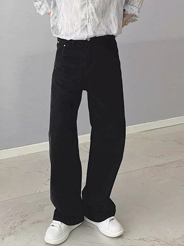 Spring and Autumn American-style Vintage Washed Denim Jeans for Men: Cleanfit Loose-Fit, Straight-Leg, Versatile Workwear Casual Logging Pants