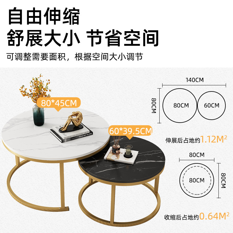 Mesa de té sala de estar pequeña casa de lujo ligera combinación retráctil sofá lado de salón balcón simple mesa redonda