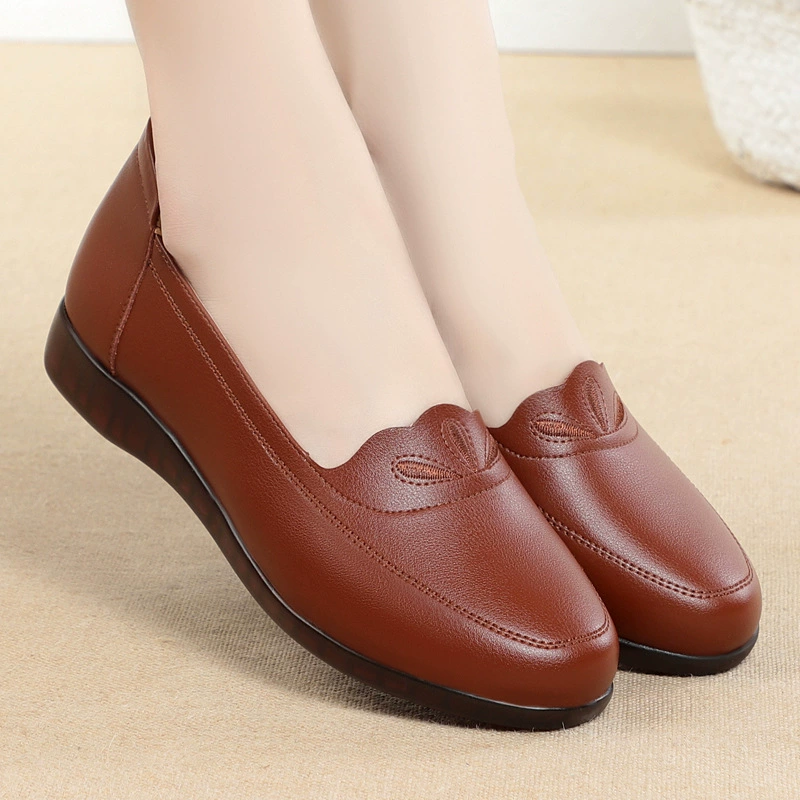 Весна и осень Новые бабушкины Туфли с круглым носком, милые модные удобные мягкие туфли без шнуровки на плоской подошве и низком каблуке, женская обувь, повседневная обувь