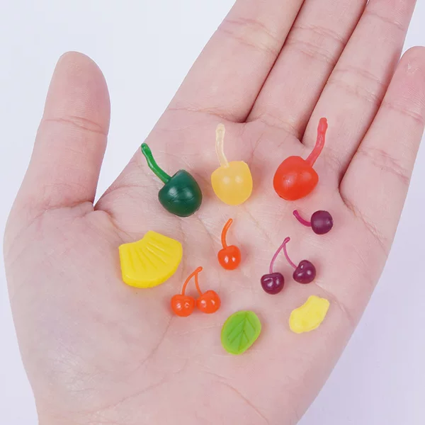 PVC simulation mini fruit play house miniature food play cherry blueberry pineapple slices orange flap fruit accessories