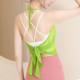 Yoga Blouse Women's Mesh Neck Hanging Strap Outer Wear Short Top for Foreign Trade Cross-border Southeast Asia European and American Style