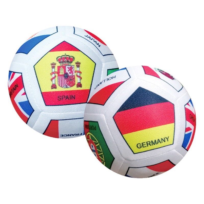 Copa del mundo bandera universal bola jardín de infantes bebé sonajero cognitivo bola silenciosa de mano juguete facturación versión para invitados