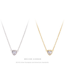 跨境新款饰品s925纯银简约气质甜美爱心款吊坠简约百搭小清新项链