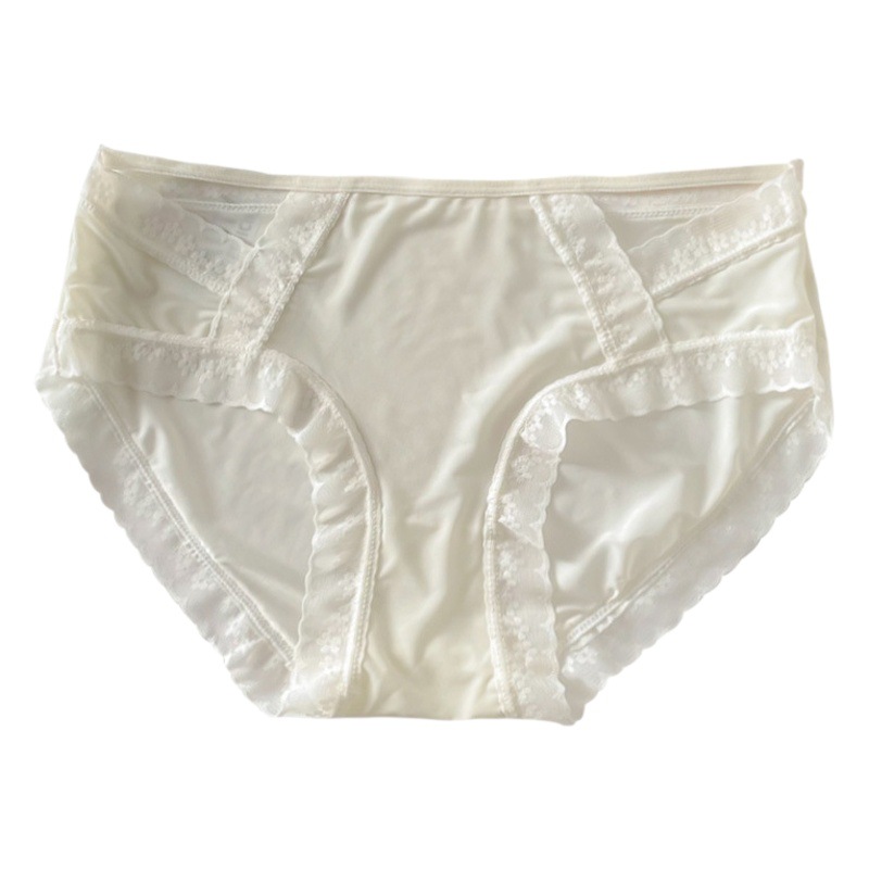 Ropa interior de encaje de las mujeres de verano delgada sin costuras cintura media sexy triángulo de seda de hielo pantalones cortos puro deseo transparente ropa interior de niña
