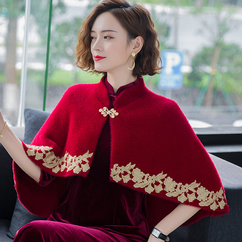 Mink Velvet Cape Shawl Jacket in Purple