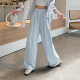 Anting Dew Cream Fengyun Loose Milk Leather Casual Pants Women's Contrast Color Drawstring Wide Leg Drag Pants Women's Straight Leg Pants