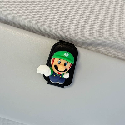 Sunglasses Storage Car Sunglasses Holder – Car Glasses Clip/Bill Clip - green-mario-black-glasses-clip