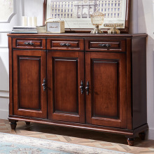 美式乡村实木鞋柜三门两门收纳柜复古多功能家用门口大容量储物柜