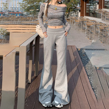 美式辣妹微喇运动裤女2024秋冬季新款休闲显瘦小个子百搭喇叭卫裤