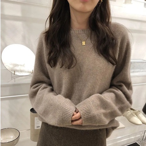 Women's Knitted Base Sweater for Spring and Autumn: Cozy, Stylish, Versatile, Loose-Fit, Casual Crew-Neck Pullover Perfect for Outfits