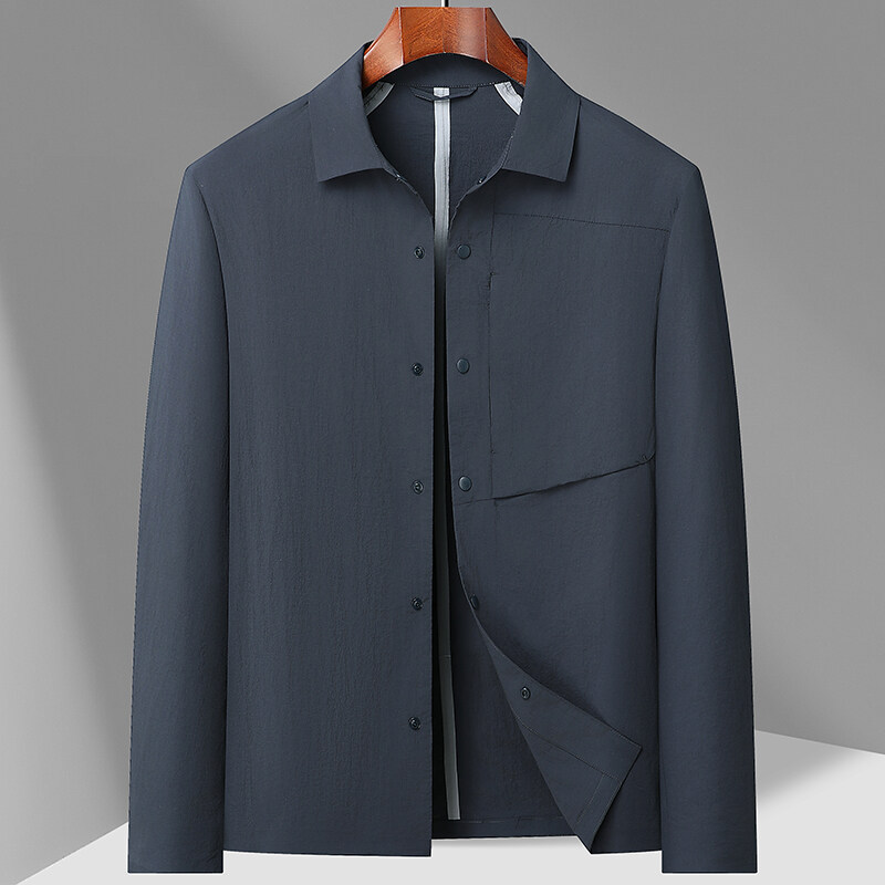 Popular 2025 Summer Thin Shirt-Style Lapel Jacket Men's Classy Sun Protection Leisure Sports Cross-Border