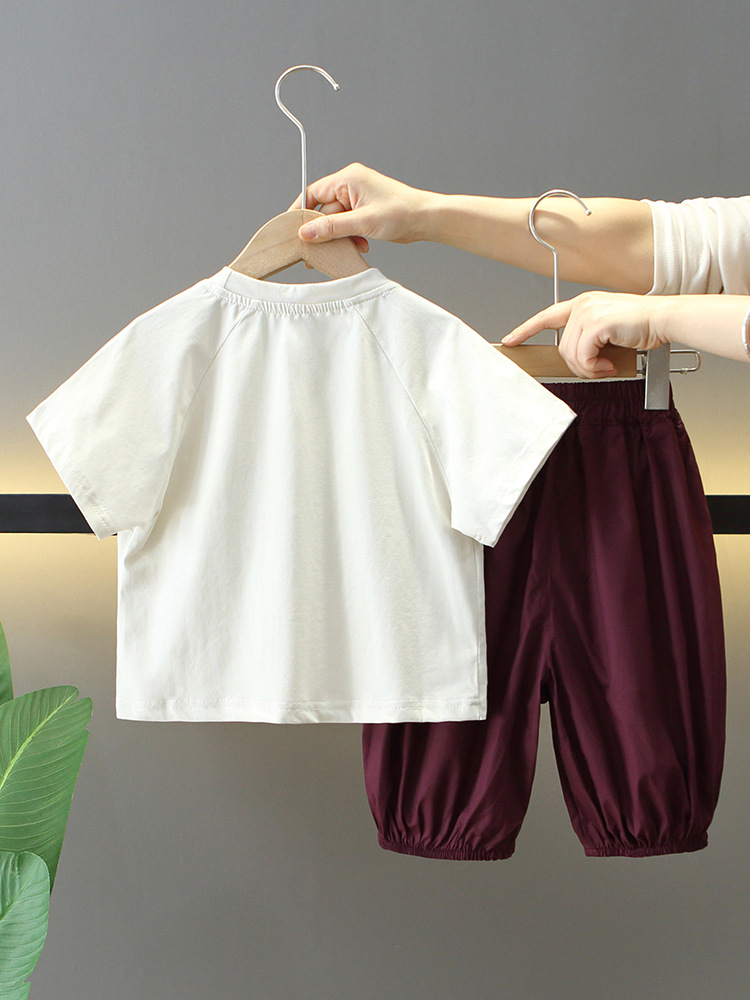 7862 traje de verano para niños 2025 nuevo traje de dos piezas de manga corta de moda para niños ropa coreana de verano para bebés