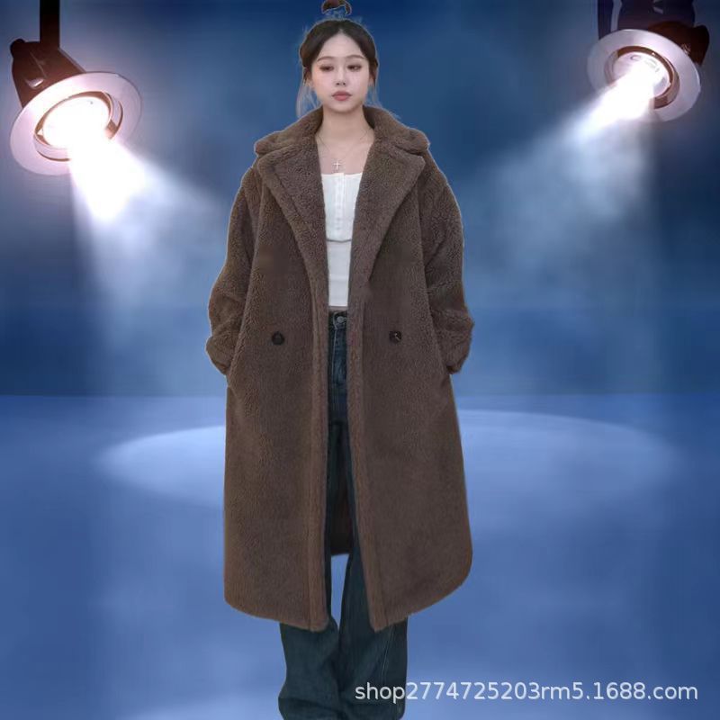 2025 秋と冬の新しいロング肥厚西洋スタイル羊剪断ラムウール模造毛皮ウールコート女性のための若い新しいスタイル|undefined