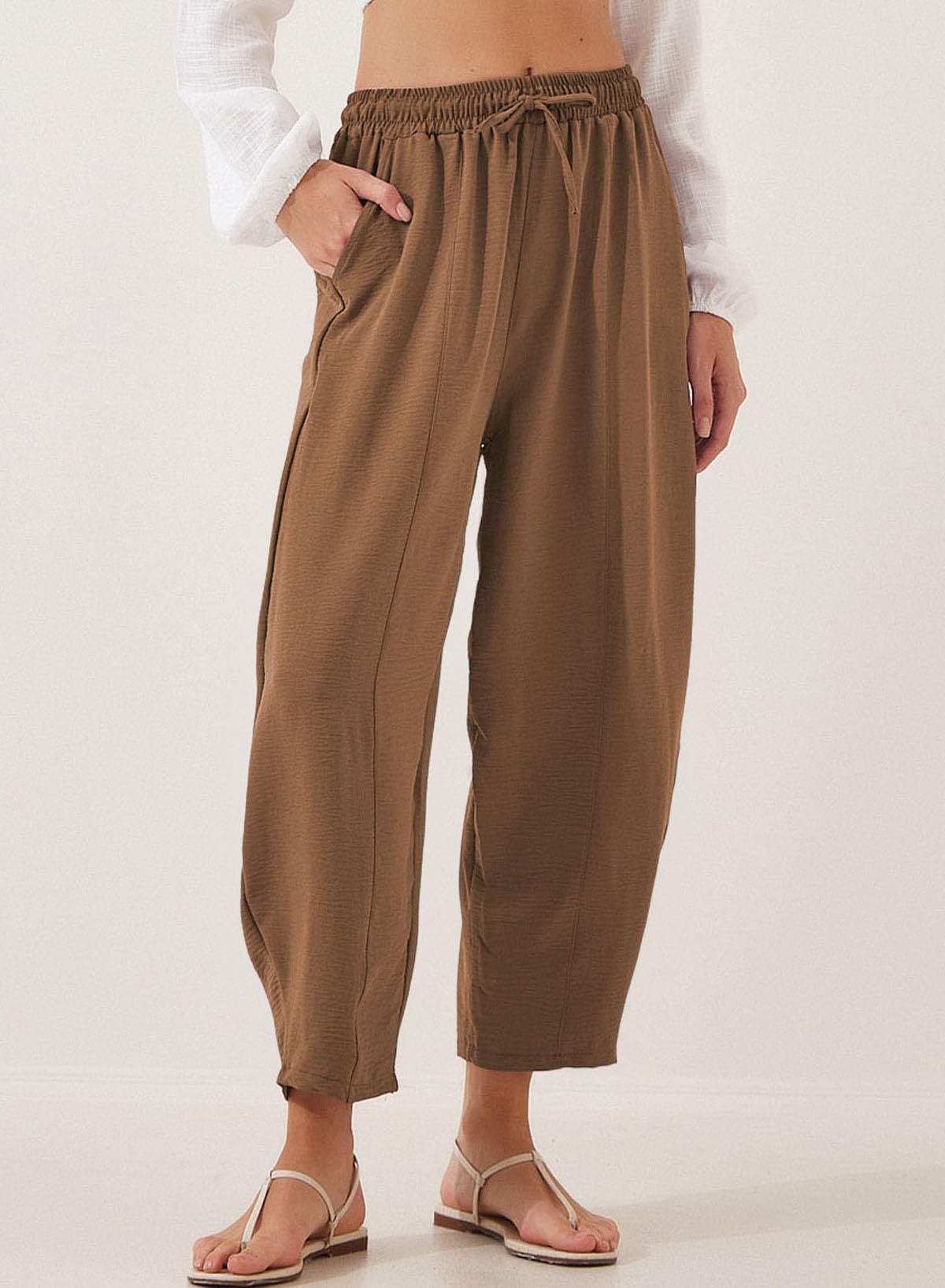 Spring Summer Pleated Women Pants Mid-waist Straight Pants Loose Casual Bloomers Causal Female Trousers Army Green Pants Women_voghion.com