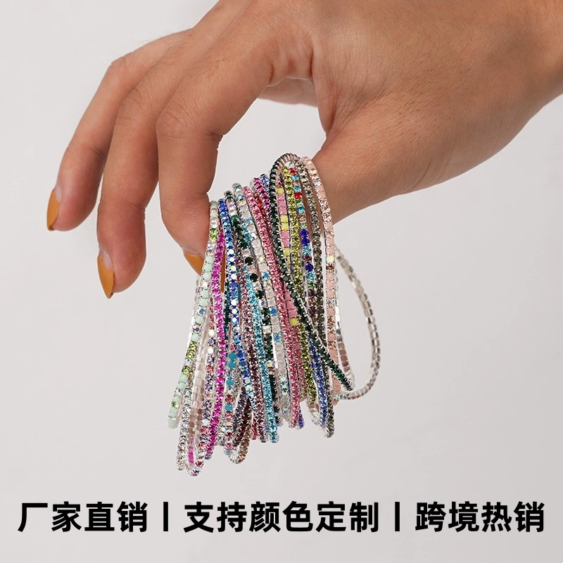 Европейские и американские трансграничные бриллиантовые эластичные браслеты цветные браслеты с водяными бриллиантами высокого уровня руки украшения пара браслет браслет оптовая продажа