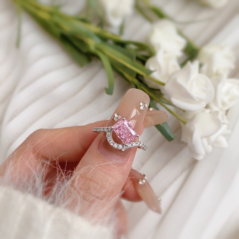 12g Weight Zircon Inlay Material Rings Classification 5, 9 Ring Size 1 Piece Quantity Holiday, Daily Occasion 925 Sterling Silver Material Geometric, Heart Shape Pattern Women's Gender Plating Design Elegant, Lady Style 925 Sterling Silver Zircon Geometric Heart Shape Rings 6