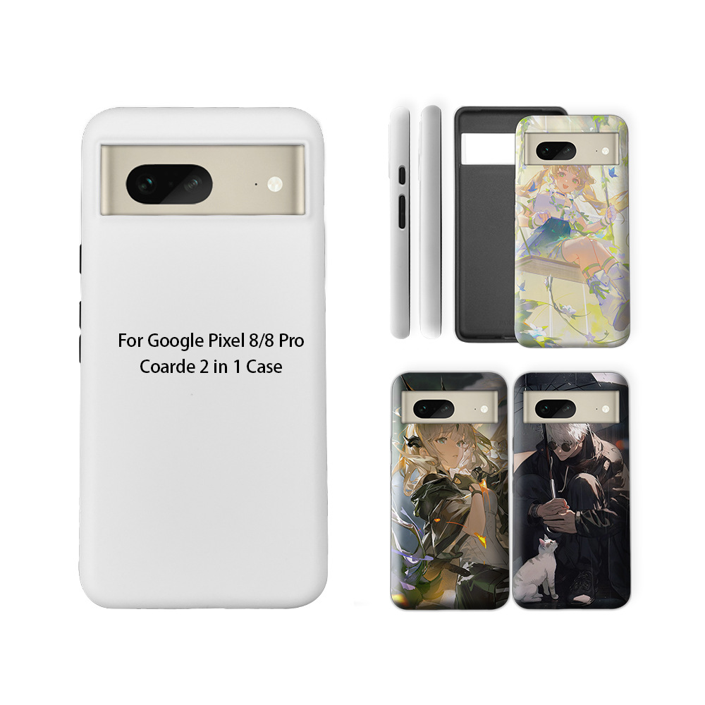 Nuevos productos de transferencia térmica de Google caso de teléfono celular Google8 2 en 1 recubrimiento caso de teléfono celular DIY material al por mayor