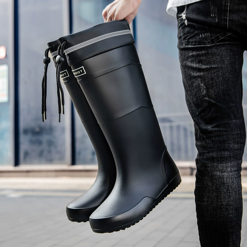 Модные дождевые сапоги мужские водонепроницаемые износостойкие брюки высокие дождевые сапоги плюс бархат работы рыбалка автомойка кухня резиновая обувь оптом