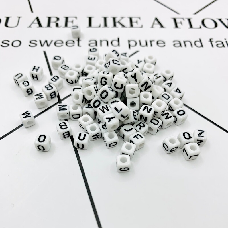 6*6mm Acrylic English Letter Beads DIY Handmade Beading Material Style Bracelet Necklace Keychain Jewelry Accessories