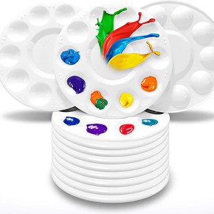Cross-border round palette suit children's white plastic 10-hole painting palette art paint painting palette