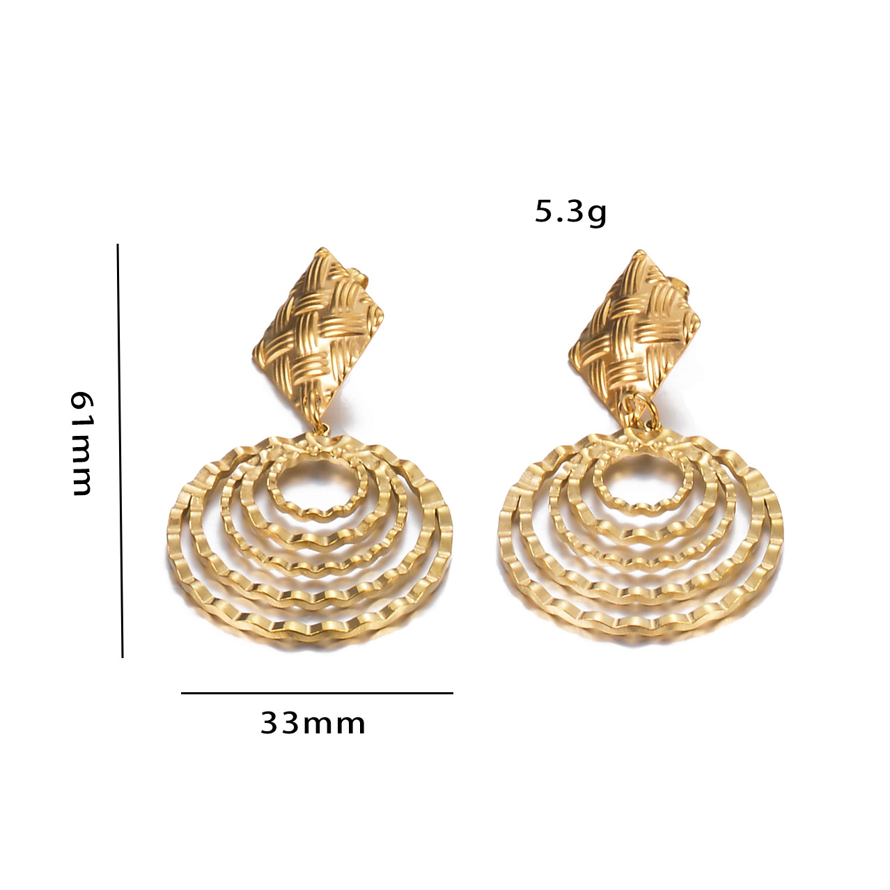 1 Pair Retro Round Plating Stainless Steel Drop Earrings display picture 4