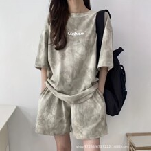 2026夏季新款慵懒风扎染短袖短裤套装女宽松时尚休闲百搭两件套潮