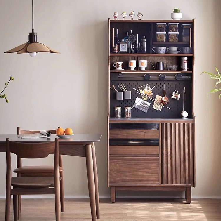 Nordic solid wood sideboard cabinet home restaurant multi-functional rock plate tea cabinet kitchen simple storage cabinet
