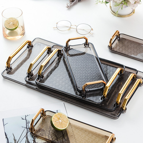 Tray rectangular plastic fruit plate cake snack plate tea cup water cup water tableware household commercial storage tray