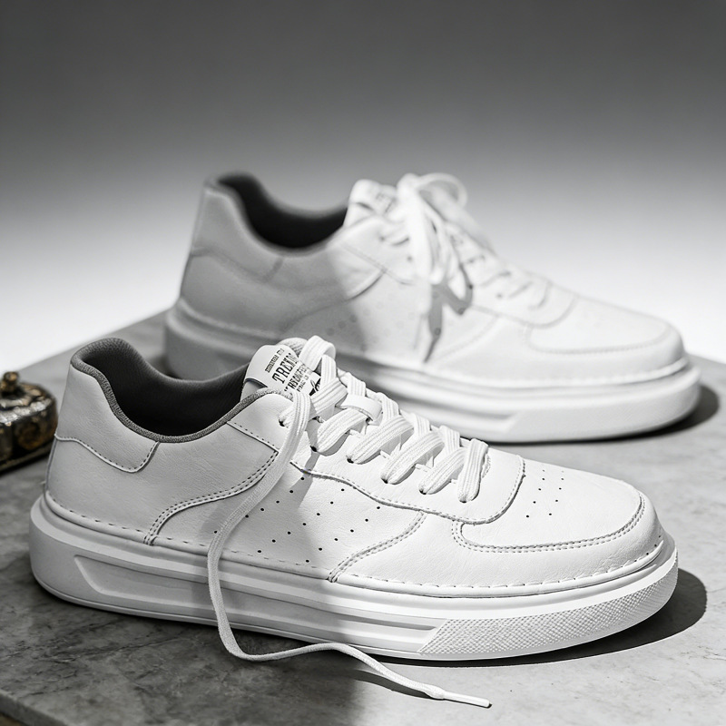 High-End Sneakers for Men, New Leather-Covered Air Force Sneakers, Youth Soft-Soled Fashionable Casual Versatile White Shoes High-End Sneakers for Men, New Leather-Covered Air Force Sneakers, Youth Soft-Soled Fashionable Casual Versatile White Shoes