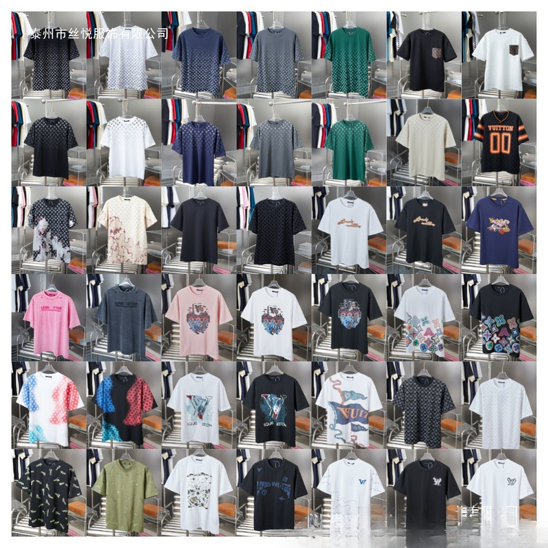 Cross-Border High-Quality Version. Lv Short-Sleeve. 26 Spring/Summer New Classic Monogram Letter Men's T-Shirt Cross-Border High-Quality Version. Lv Short-Sleeve. 26 Spring/Summer New Classic Monogram Letter Men's T-Shirt