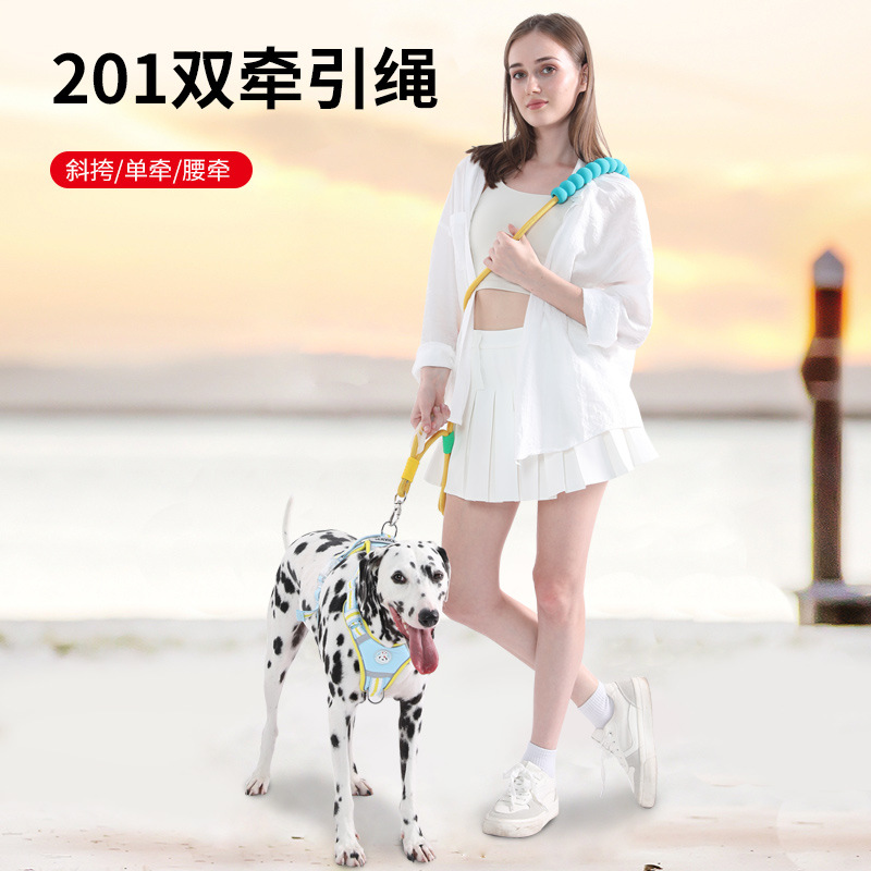 Nueva cuerda de tracción para mascotas a juego de dopamina, cuerda de mensajero ajustable multifuncional, cuerda P para perros medianos y grandes, cuerda para pasear perros