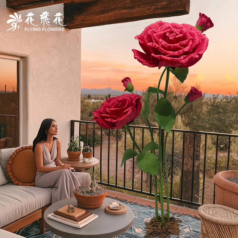 Giant Paper Art Red Rose Installation for Shopping Malls, Weddings, Romantic Atmosphere, Spring Valentine's Day Decoration, Photo Shoot Props Giant Paper Art Red Rose Installation for Shopping Malls, Weddings, Romantic Atmosphere, Spring Valentine's Day Decoration, Photo Shoot Props