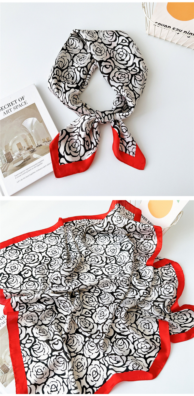 40g Weight Silk Scarf Classification Outdoor, Travel Occasion Polyester Material Printing Pattern Spring&Summer Season Women's Gender Printing Design Elegant Style Women's Elegant Printing Polyester Printing Silk Scarf 7