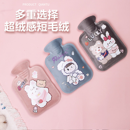 Factory Direct Supply Mini New Plush Hot Water Bag, Fillable Mini Hot Water Bag for Stomach Application, Fuzzy Fabric Cartoon Warm Hand Holder