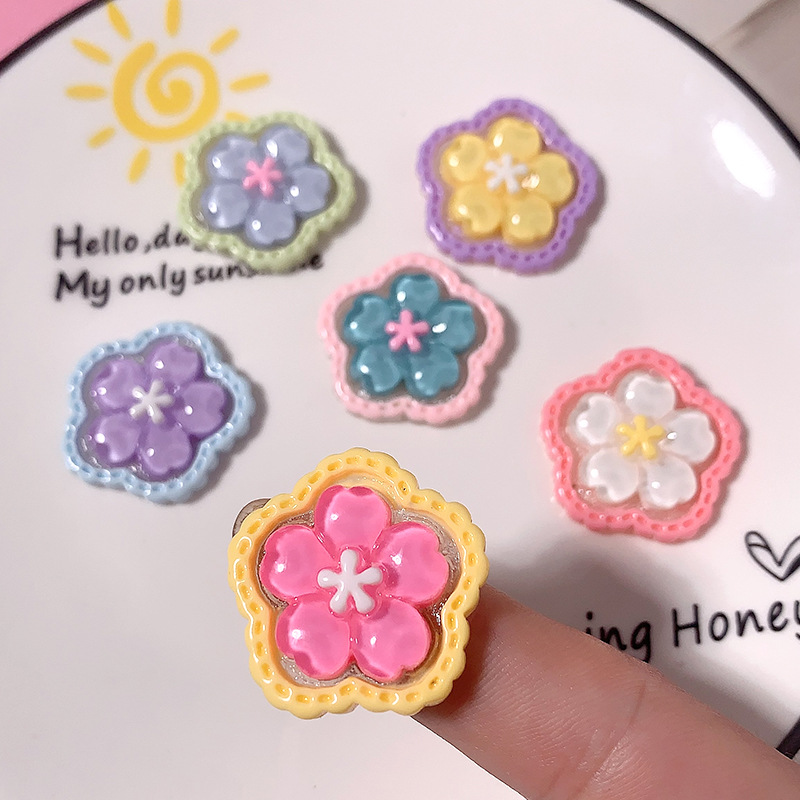 Doble capa de brillo fino accesorios de resina de flor pequeña caja de teléfono celular crema pegamento DIY cabello cabeza cuerda taza de agua material colgante hebilla de zapatos