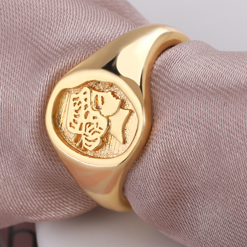 Européen Et Américain Nouveau Filles Avatar Rétro Anneau 3d Relief Concave-convexe Madame Ring Portrait Anneau D'une Seule Pièce Dropshipping display picture 3