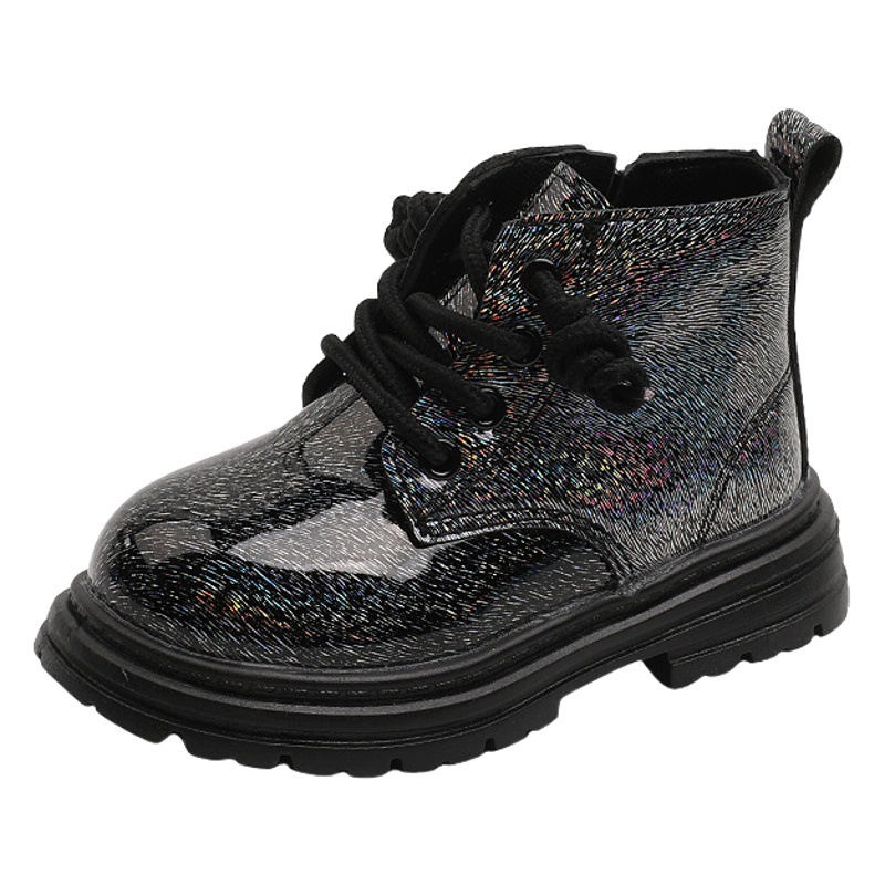 Autumn New Children's Shoes 2026 Hot-Selling Girls' Shiny Leather Fashion Martin Boots Korean Style Low-Cut Versatile Short Boots Trendy
